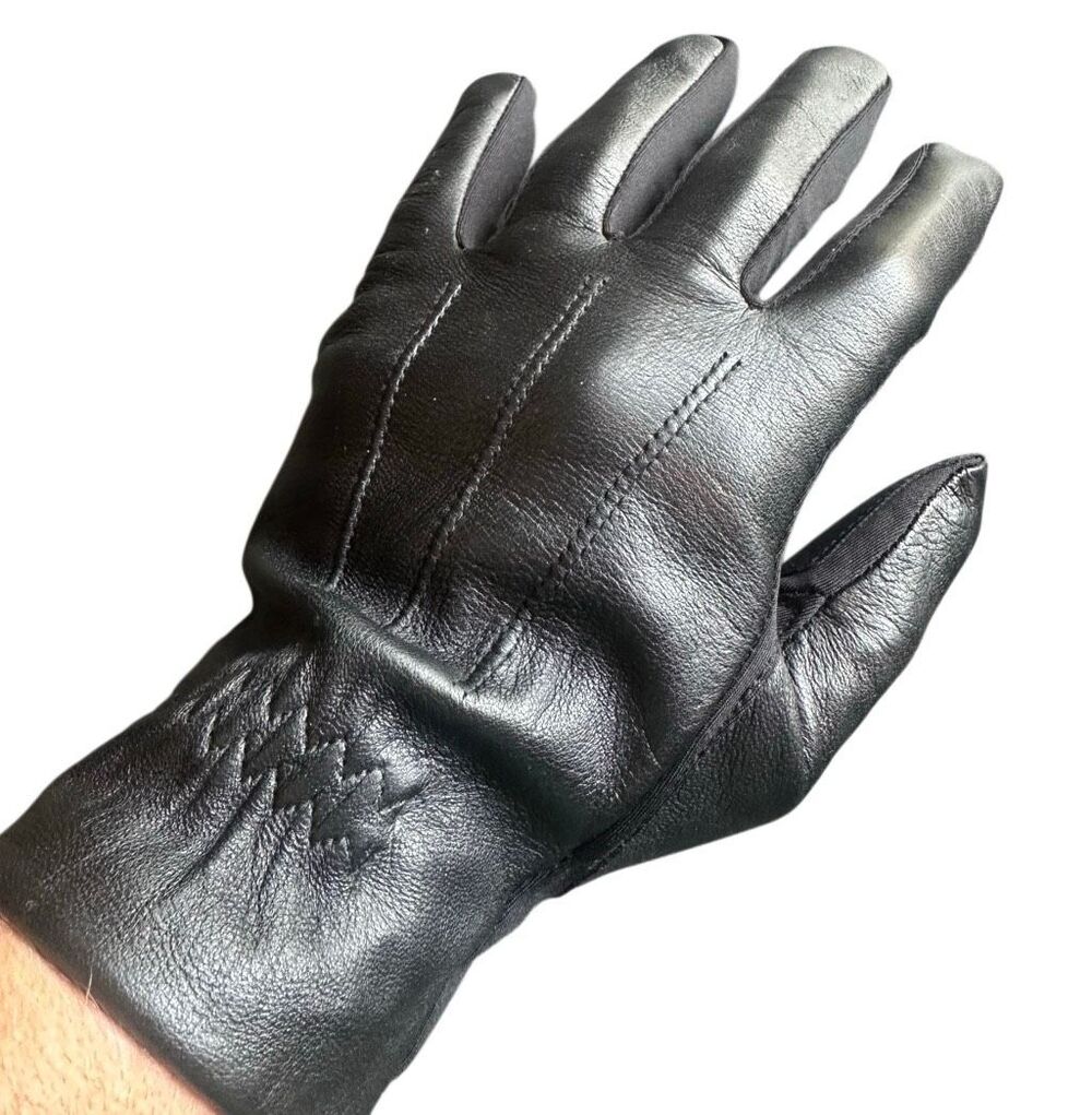 Isotoner Black Leather Fleece Lined Gloves smart touch eco comfort  Size L/XL NW